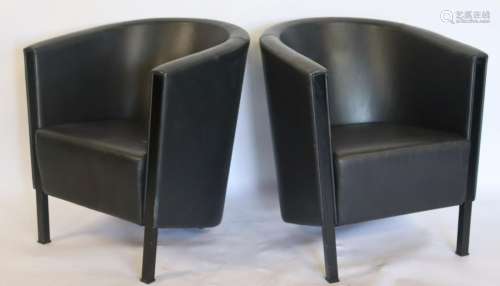 Pair Of Vintage Modernist Leather Club Chairs.