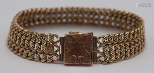 JEWELRY. Signed Victorian 14kt Gold Bracelet.