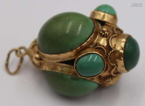 JEWELRY. Italian? Oversized 18kt Gold & Turquoise