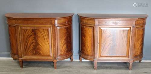 Pair Of Antique Mahogany Demilune Cabinets.