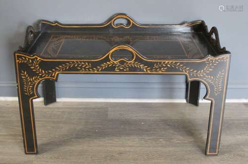 Vintage, Ebonized & Gilt Decorated Coffee Table.