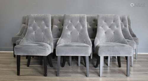 12 Velvet Upholstered Chairs With Tufted Backs