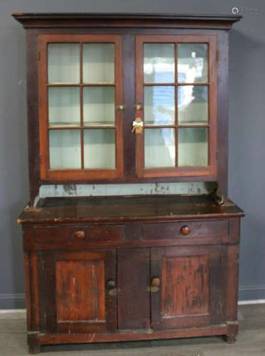 Antique American Step Back Cabinet.