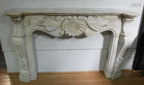 Vintage And Fine Quality Carved Marble Fire Mantel
