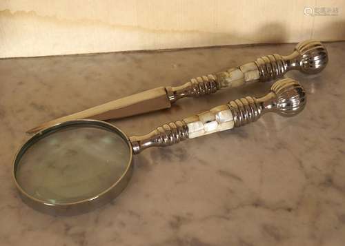 MOTHER O'PEARL HANDLED MAGNIFYING GLASS