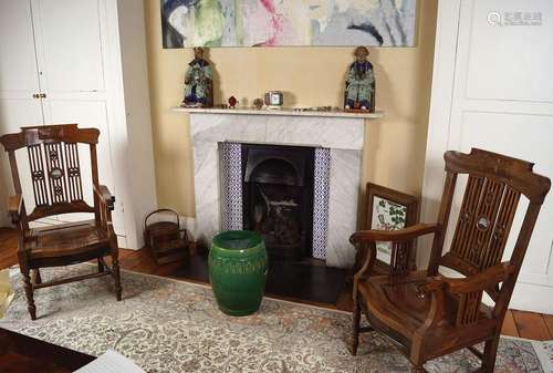 PAIR CHINESE HARDWOOD CEREMONIAL ARMCHAIRS