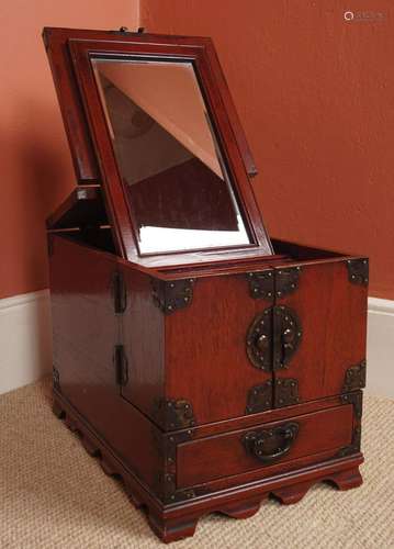 CHINESE METAL BOUND HARDWOOD VANITY CHEST