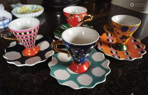 8 PIECE OLIVER BONAS ART POTTERY COFFEE SET