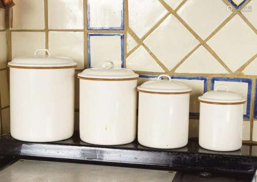 SET OF 4 GRADUATED TOLEWARE CANISTERS