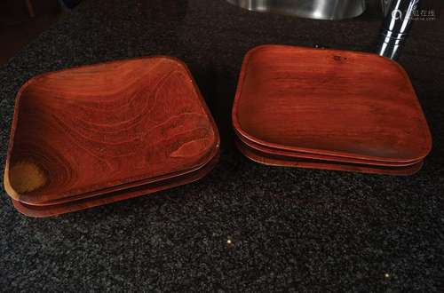 SET OF 6 HARDWOOD SALAD PLATES