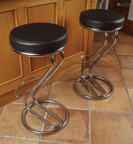 SET OF 3 CHROME PLATED STOOLS