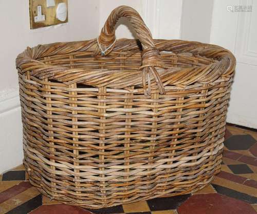 LARGE WOVEN LOG BASKET