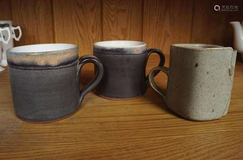 3 ART POTTERY MUGS