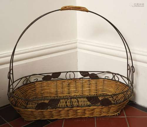 METAL WIRE WORK AND BASKET WEAVE TOWEL CARRIER