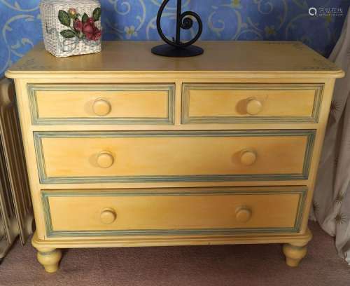 PAIR OF PAINTED PINE CHESTS