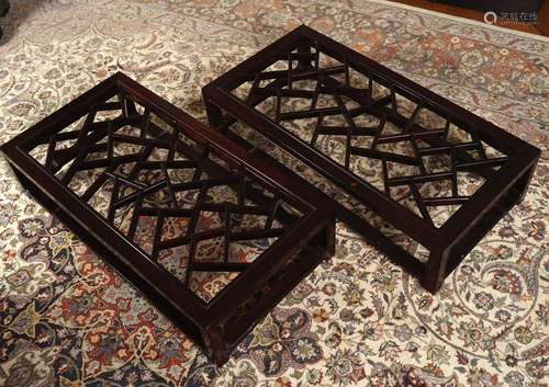 PAIR OF CHINESE HARDWOOD STOOLS