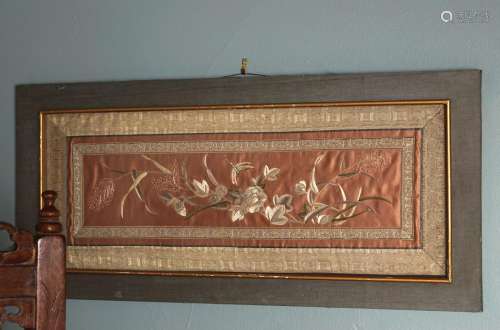 CHINESE QING SILK EMBROIDERED PANEL