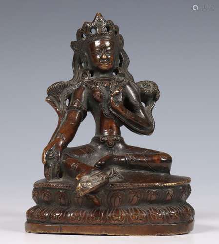 China/Tibet, bronzen figuur van Tara, ca. 19e eeuw,