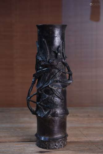 明治时期竹节铸铜花瓶