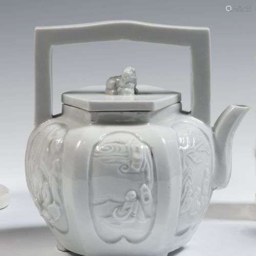 ChineGrande théière couverte en porcelaine blanc-de-Chine de...