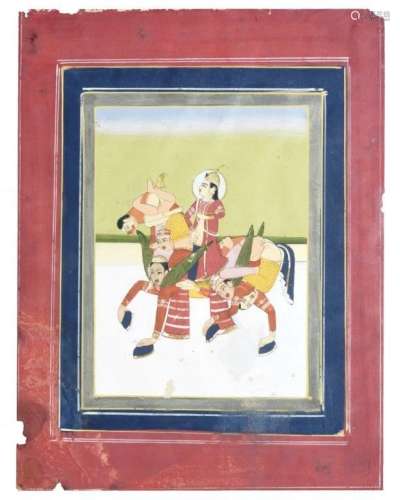 Deux miniatures peintes, à décor érotiques. Inde, début XXe ...