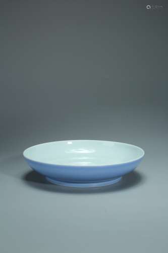 清道光 藍釉盤