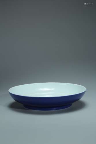 清道光 霽藍釉盤