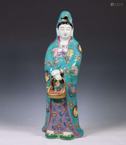 China, famille rose porseleinen figuur van Guanyin,19e/20e e...