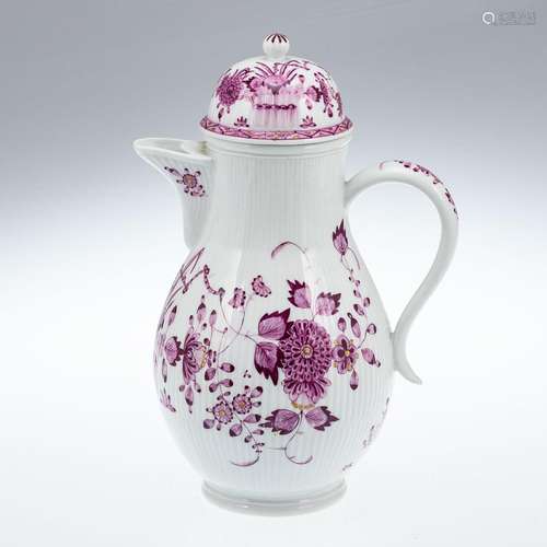 Kaffeekanne Gebrochener Stab: Garbenmuster. Meissen 1774-181...