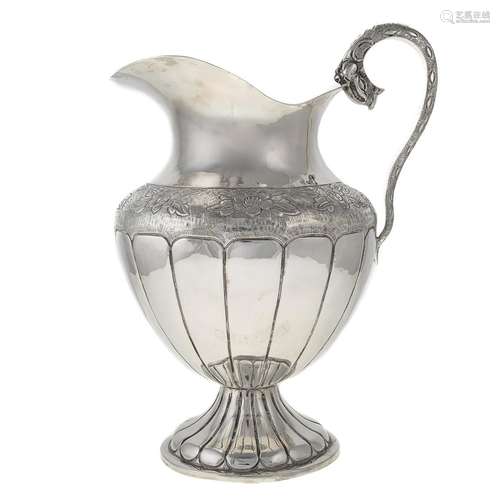 Early Mexican Silver Water Pitcher