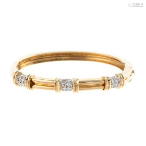 A Diamond Hinged Bangle in 14K