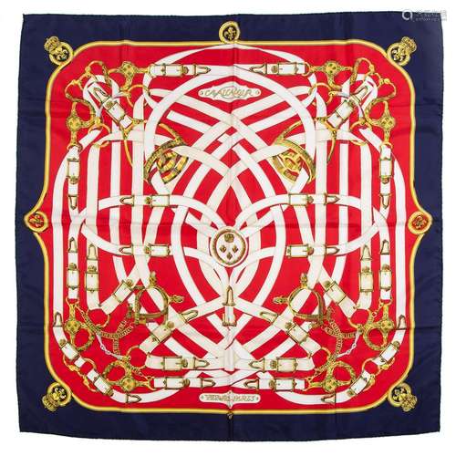 An Hermes Scarf â€œCavalcadour” Scarf 90