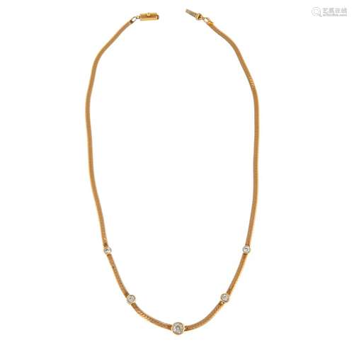 An Old European Cut Diamond Station Necklace