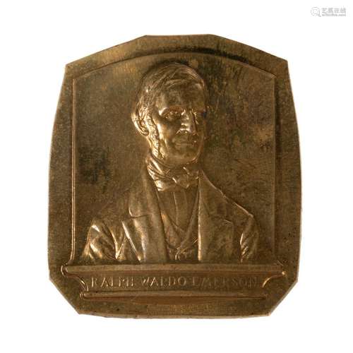 Ralph Waldo Emerson Uniface Brass Plaquette 1912