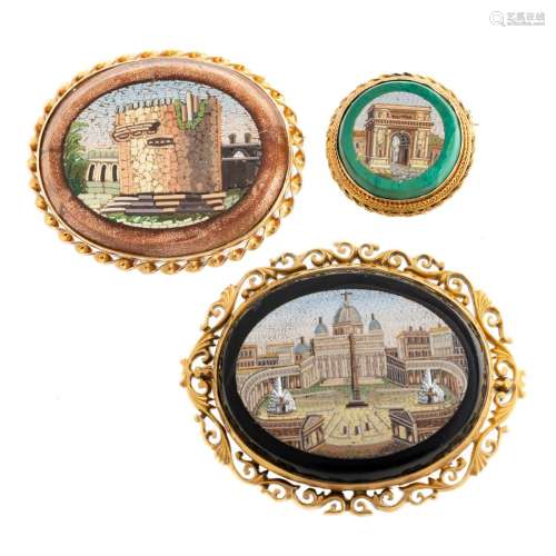A Collection of Italian Micromosaic Brooches