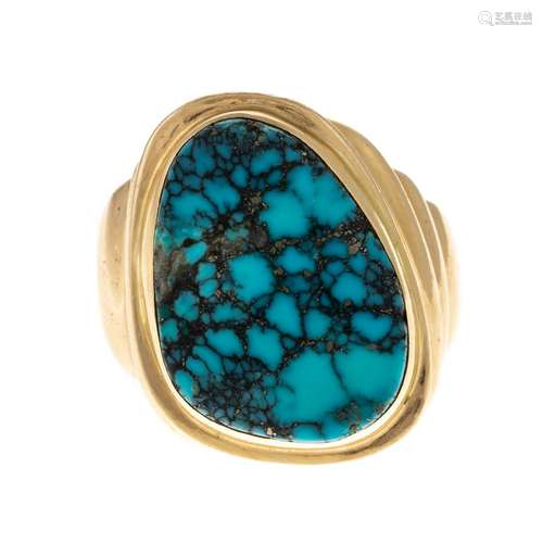 A 14K Yellow Gold Turquoise Ring