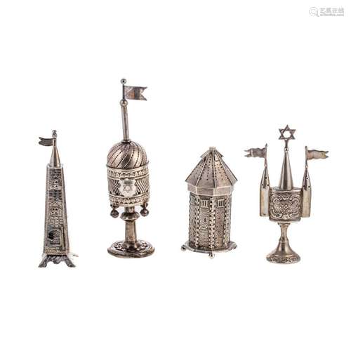 Four Judaica Silver Spice Towers/Besamin