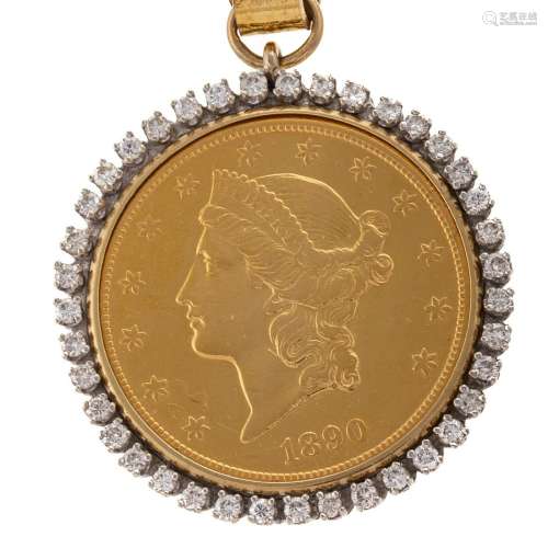 An 1890 CC $20 Gold Liberty Head Coin Pendant