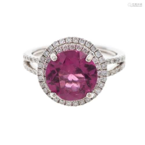 A 3.00 ct Pink Tourmaline & Diamond Ring in 14K