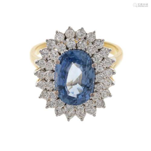 A Very Fine 5.00 ct Sapphire & Diamond Ring in 18K