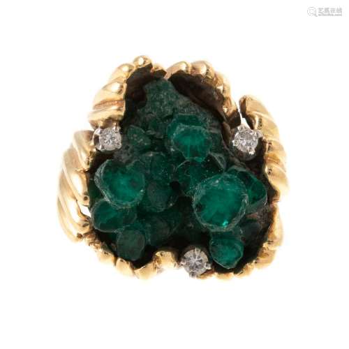 A 14K 1960s Chatham Crystal Emerald Ring