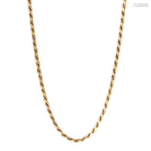 A Solid Diamond-Cut Rope Chain in 14K