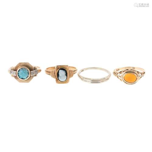 A Collection of Gemstone Rings in Gold