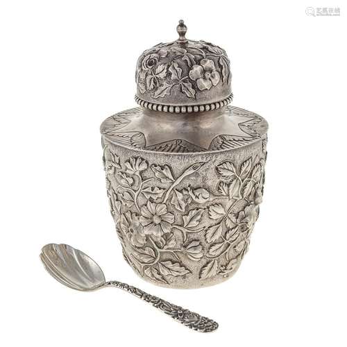 S Kirk & Son Co. Sterling Repousse Tea Caddy