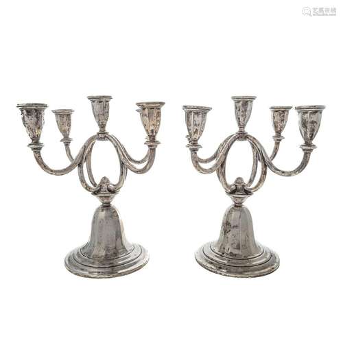 Pair of Austrian Silver Five-Light Candelabra