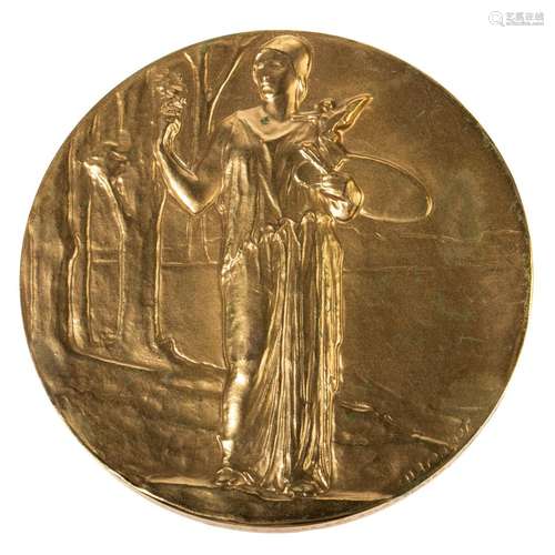 1917 Woman with Pallet - 24K Gold Plated Bronze