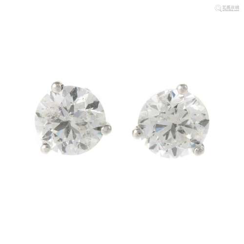 A Pair of 2.29 ctw Diamond Studs in Platinum