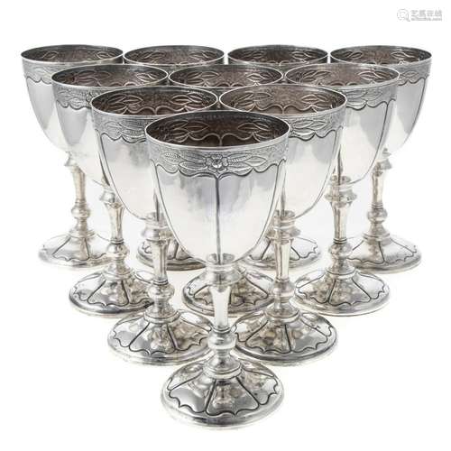 Ten Mexican Sterling Goblets by Maciel