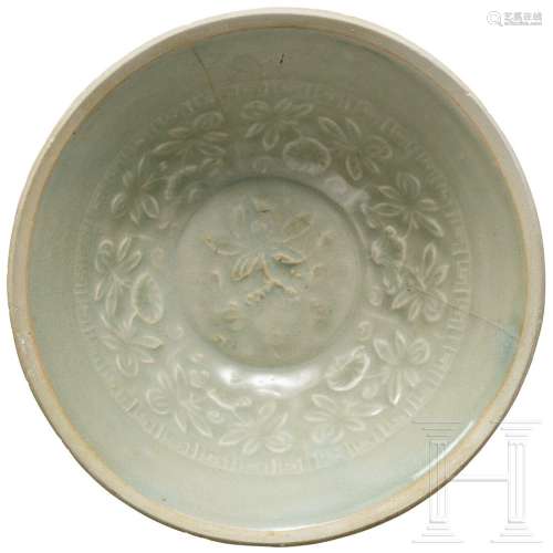 A carved Chinese Qingbai bowl, Song Dynasty