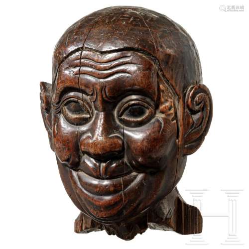 A South East Asian/Chinese(?) wooden head, 19th century